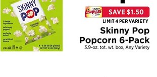 Skinny Pop Popcorn 6-Pack at ShopRite