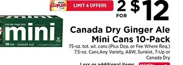 Canada Dry Ginger Ale Mini Cans 10-Pack at ShopRite