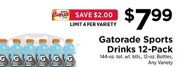 Gatorade Sports Drinks 12-Pack at ShopRite