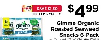 Gimme Organic Roasted Seaweed Snacks 6-Pack