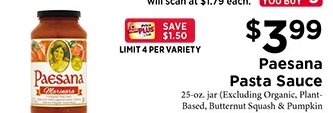Paesana Pasta Sauce at ShopRite