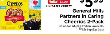 General Mills Partners in Caring Cheerios 2-Pack at ShopRite