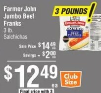 Farmer John Jumbo Beef Franks