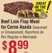 Beef Loin Flap Meat for Carne Asada