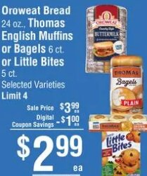 Oroweat Bread/Thomas English Muffins/Bagels/Little Bites