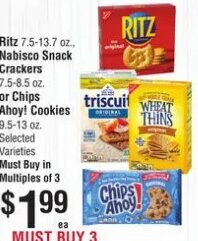 Ritz, Nabisco Snack Crackers or Chips Ahoy! Cookies