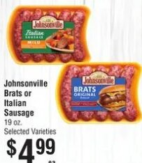 Johnsonville Brats or Italian Sausage at Smart & Final