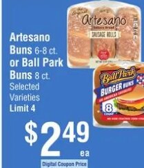 Artesano Buns or Ball Park Buns