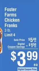 Foster Farms Chicken Franks at Smart & Final