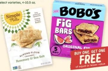 Simple Mills Crackers, Cookies or Soft Baked Bars or Bobo's Bars or Bites