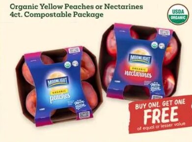 Organic Yellow Peaches or Nectarines 4ct. Compostable Package