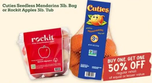 Cuties Seedless Mandarins 3lb. Bag or Rockit Apples 3lb. Tub