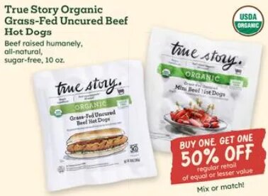 True Story Organic Grass-Fed Uncured Beef Hot Dogs