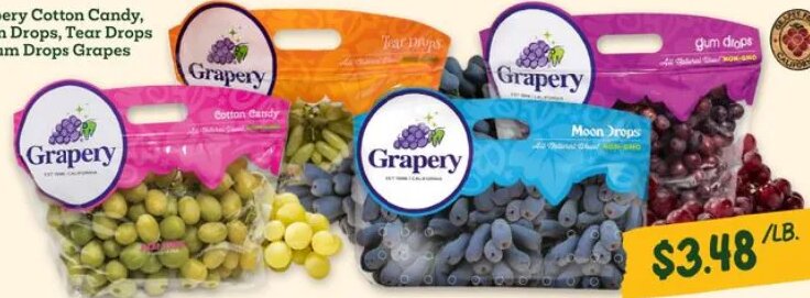 Grapery Cotton Candy, Moon Drops, Tear Drops or Gum Drops Grapes at Sprouts