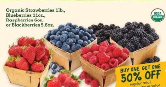 Organic Strawberries, Blueberries, Raspberries or Blackberries