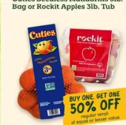 Cuties Seedless Mandarins 3lb. Bag or Rockit Apples 3lb. Tub