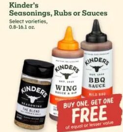Kinder's Seasonings, Rubs or Sauces