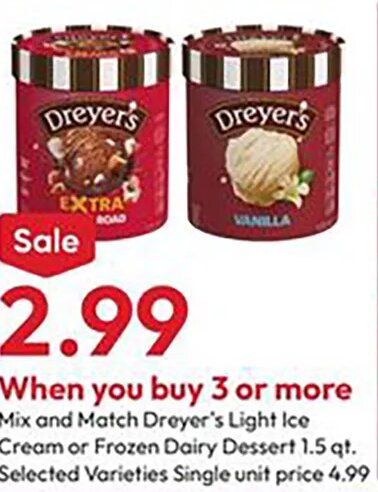Dreyer's Light Ice Cream or Frozen Dairy Dessert