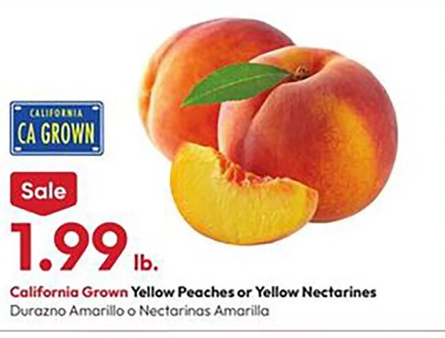 California Grown Yellow Peaches or Yellow Nectarines