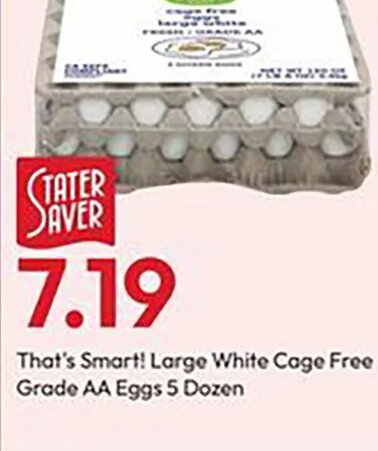 That's Smart! Large White Cage Free Grade AA Eggs at Stater Bros.