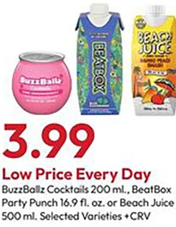 BuzzBallz Cocktails or BeatBox Party Punch