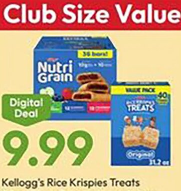 Kellogg's Rice Krispies Treats or Nutri Grain Bar at Stater Bros.