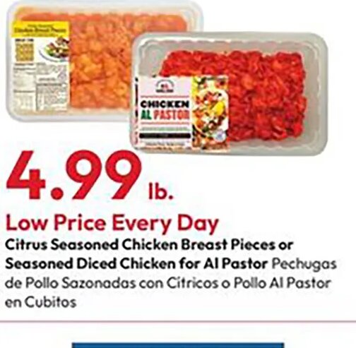 Citrus Seasoned Chicken Breast Pieces or Seasoned Diced Chicken for Al Pastor at Stater Bros.