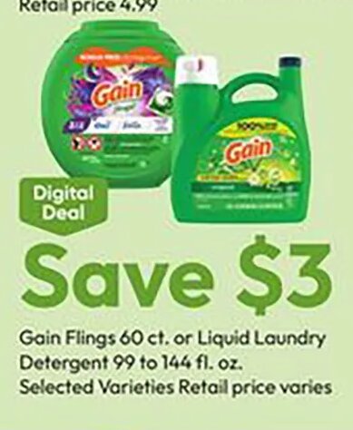 Gain Flings or Liquid Laundry Detergent