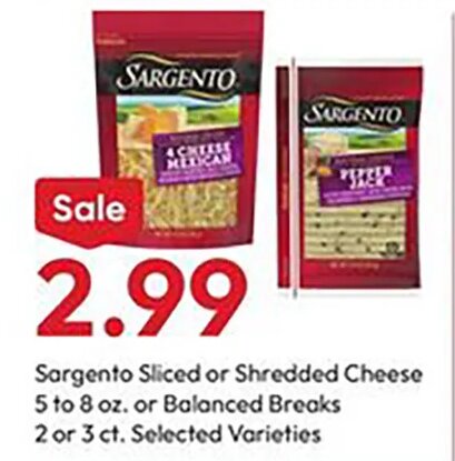 Sargento Sliced or Shredded Cheese at Stater Bros.