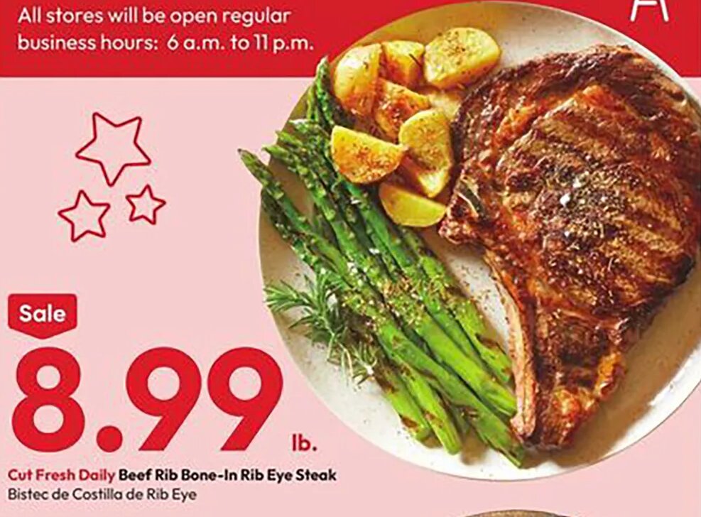 Cut Fresh Daily Beef Rib Bone-In Rib Eye Steak at Stater Bros.
