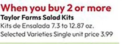 Taylor Farms Salad Kits at Stater Bros.