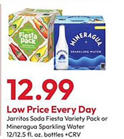 Jarritos Soda Fiesta Variety Pack or Mineragua Sparkling Water