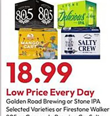 Golden Road Brewing or Stone IPA at Stater Bros.
