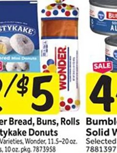 Wonder Bread, Buns, Rolls or Tastykake Donuts