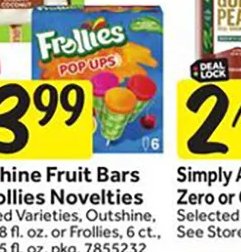 Outshine Fruit Bars or Frollies Novelties