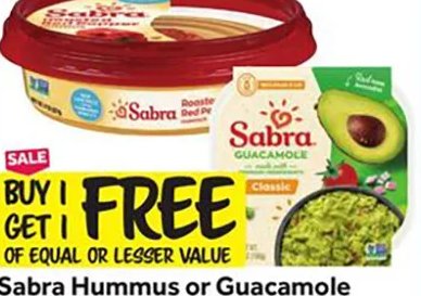 Sabra Hummus or Guacamole