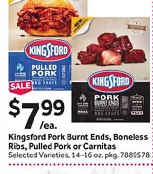 Kingsford Pork Burnt Ends, Boneless Ribs, Pulled Pork or Carnitas at Stop & Shop
