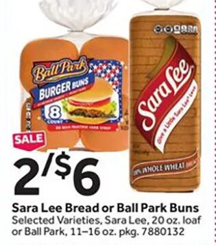 Sara Lee Bread or Ball Park Buns at Stop & Shop