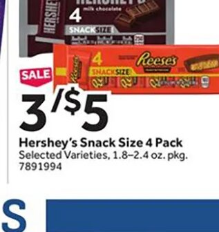 Hershey's Snack Size 4 Pack at Stop & Shop