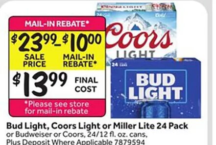 Bud Light, Coors Light or Miller Lite 24 Pack at Stop & Shop