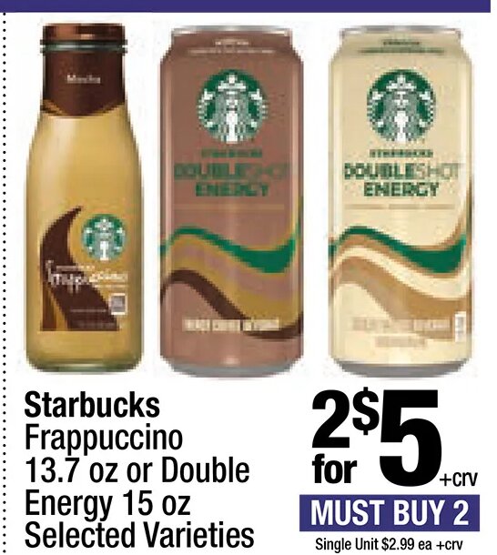 Starbucks Frappuccino or Double Energy at Super King Markets