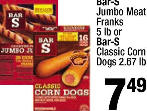 Bar-S Jumbo Meat Franks or Classic Corn Dogs