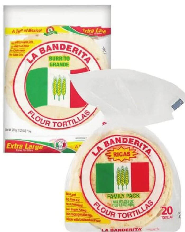 La Banderita Burrito Grande or Flour Tortilla Ricas