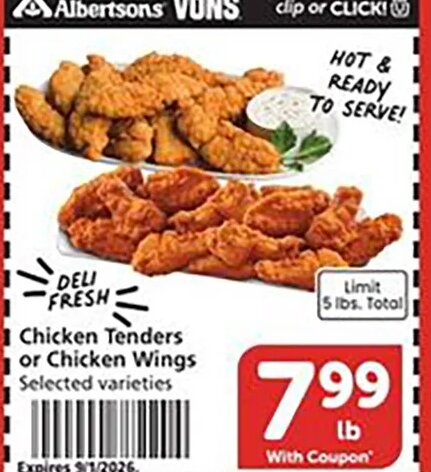 Chicken Tenders or Chicken Wings