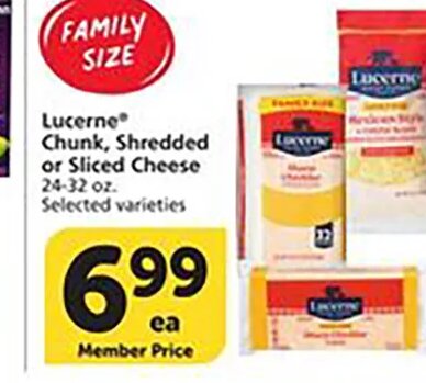 Lucerne Chunk, Shredded or Sliced Cheese