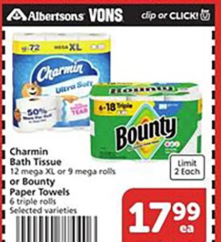 Charmin Bath Tissue or Bounty Paper Towels