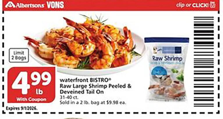 waterfront BISTRO Raw Large Shrimp at Vons