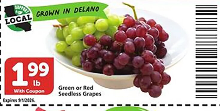 Green or Red Seedless Grapes