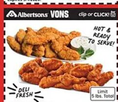 Chicken Tenders or Chicken Wings at Vons