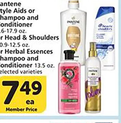 Pantene Style Aids or Shampoo and Conditioner at Vons